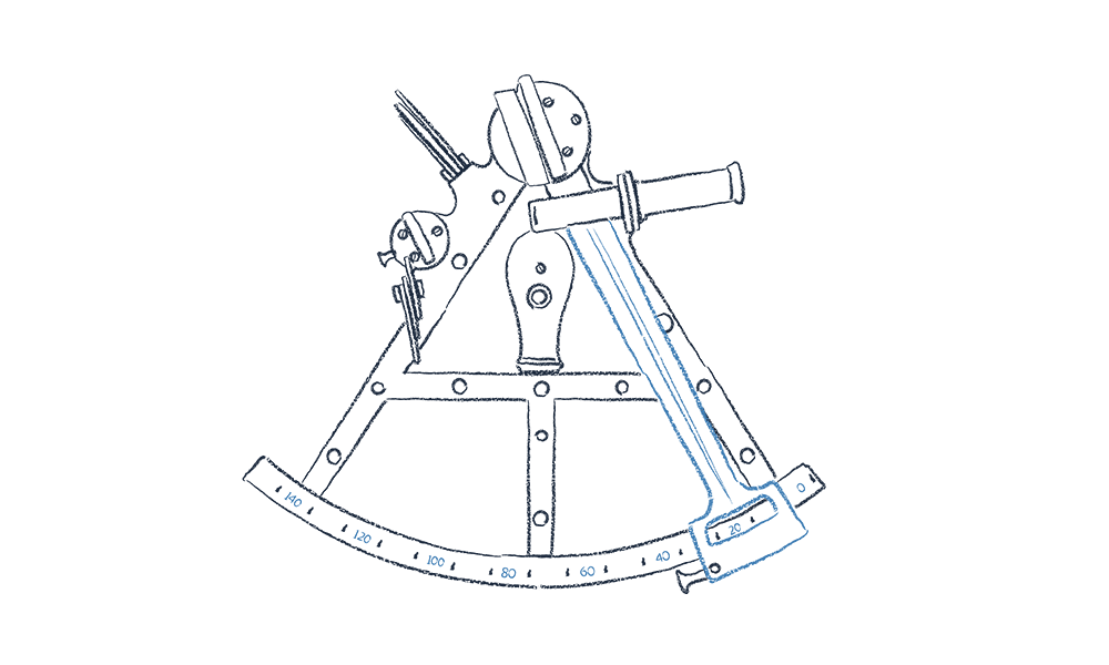 An illustration of a sextant