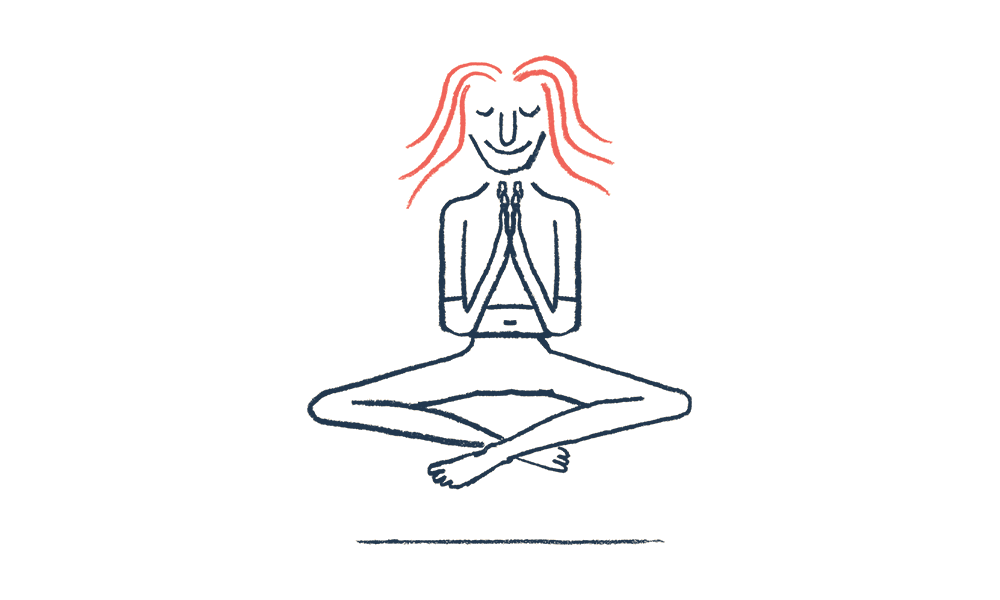 An illustration of a man doing yoga