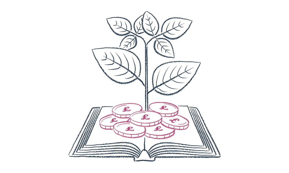 An illustration of a tree growing out of a book